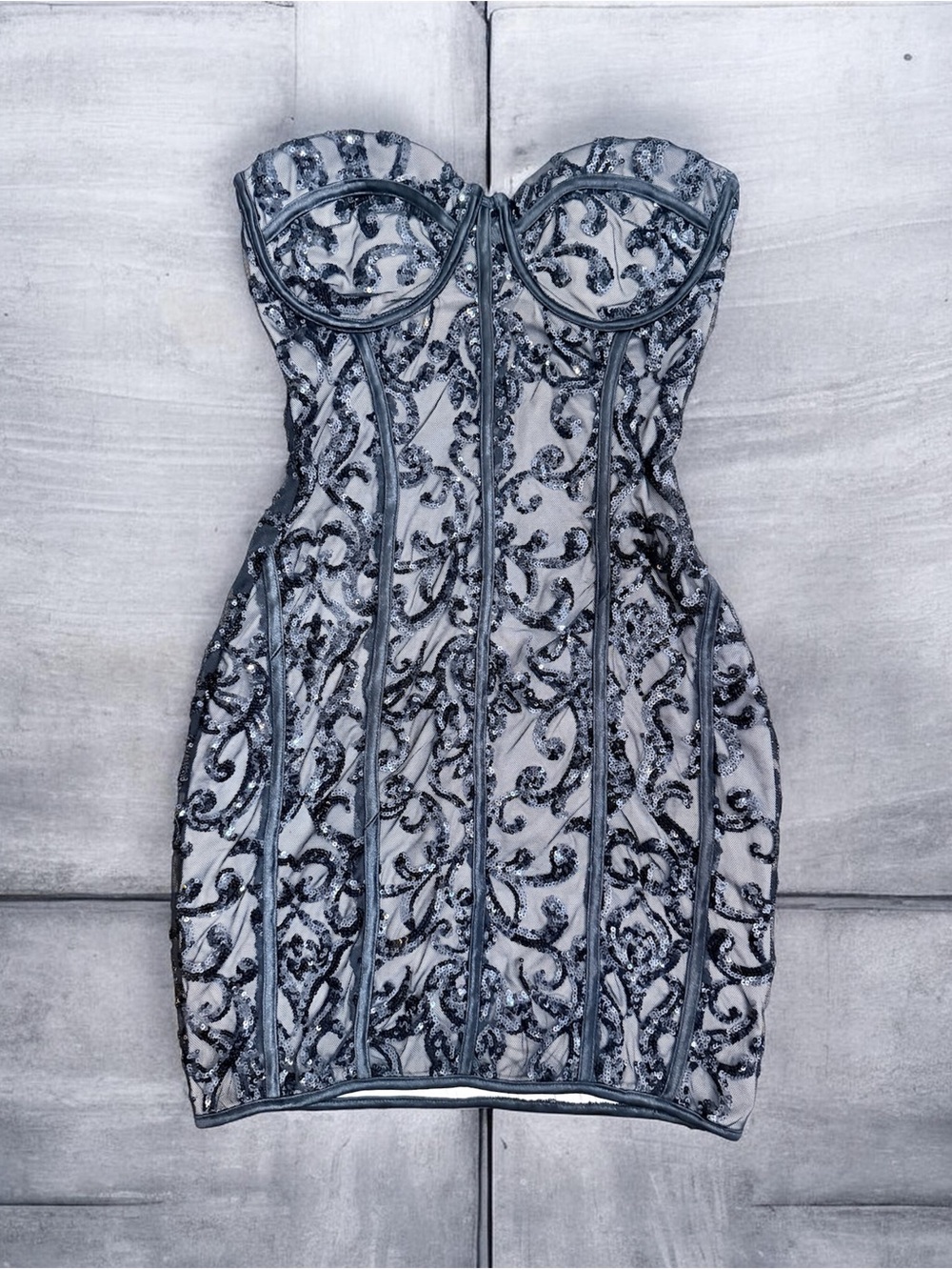 Windsor Black Strapless Sequin-Embellished Bodycon Dress